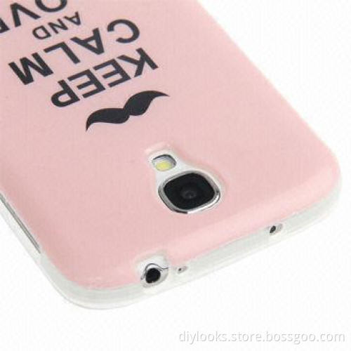 Unique Popular Keep Calm Series Love Mustache Pattern TPU Mobile Phone Case for Samsung Galaxy S4